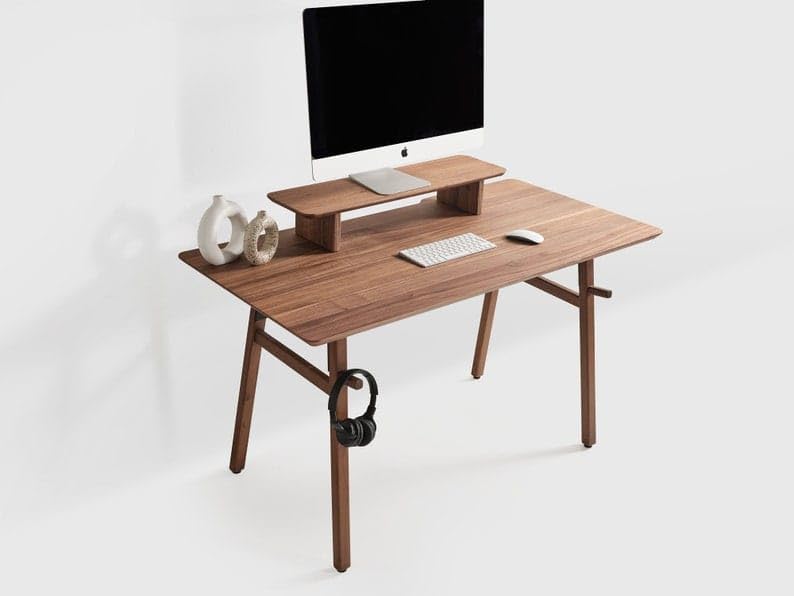 Image of 66cm Wooden Monitor Dual Stand with Storage Organizer for Desk, Tables, Office, Study Table | Monitor Stand Riser 66x20x12cm (66cm, Brown)