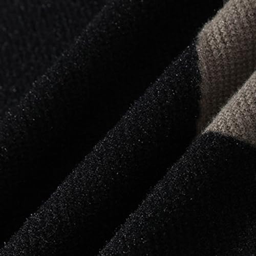 Mens Color Block Patchwork Sweater Cable Knit Chunky Long Sleeve Winter Fleece Casual Warm Knit Pullover Sweaters 5