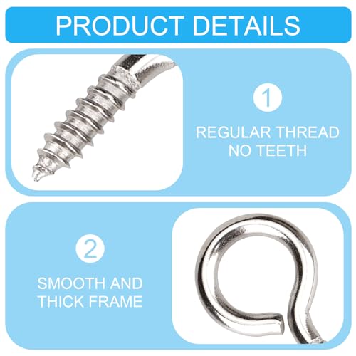 Aovchei YY-005 50Pcs 1 Inches 304 Stainless Steel Eye Screws thumb #4