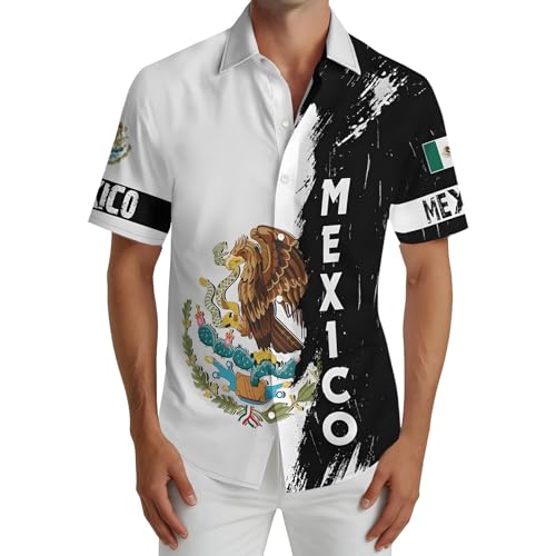 Camisa de Divertida para Hombre con Estampado y Cuello Clásico de Botones para Ocasiones Informales (White, XXXXL) #141