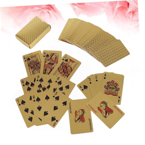 Didiseaon wasserdichte Goldfolie Poker Spielkarten Glänzend Strapazierfähiges Kunststoffmaterial Robust und Handlich für Zuhause Bar und Büro Kartenspiel für Erwachsene und Freunde – Bild 3