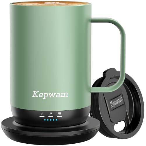 Kepwam Self-Heating Coffee Mug T1, 16oz Rechargeable Heated Coffee Mug, Smart Coffee Warmer Mug with App-Controlled,Advanced Temperature-Controlled Heating Coffee Gifts for Women Men Coffee Lover