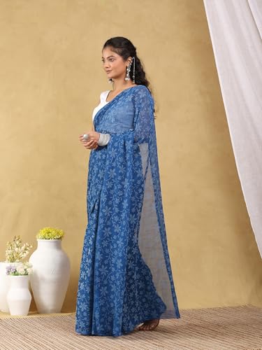 Image of Garden Vareli Lock Chiffon Floral Saree
