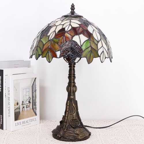 Image of 12 Inch Tiffany Stained Glass Lamp Shade Replacement Only(Maple Leaf) | Stained Glass Style Lampshade with Cap fit for Table lamp Pendant Light Ceiling Fixture