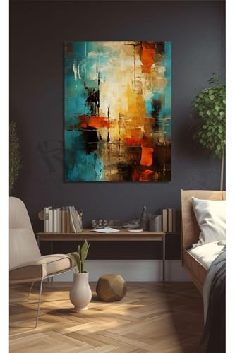 Sıcak - Soğuk Karşıtların Buluşması Soyut Dekoratif Kanvas Tablo 80 X 120