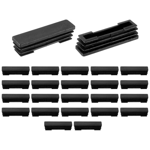 Image of uxcell 24 Pcs Rectangle Tubing End Caps 2 3 /8 x 19 /32 Inch Plastic Hole Plugs Insert End Cap for Metal Tubing Post Chair Leg Table Bookshelves Furniture, Black