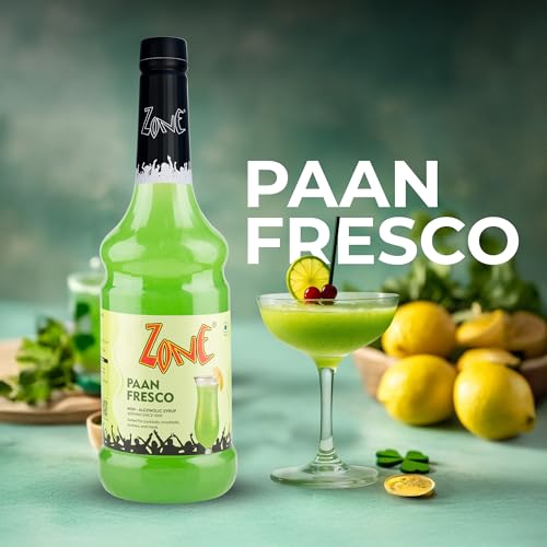 Image of Zone Paan Fresco Flavoured Syrup 1000ml - For Mocktails, Milkshakes, Desserts, Paan Shots & Fusion Drinks | Premium Bar Blend 1 Litre - More Servings, Ideal for Cafes, Restaurants & Professional Use