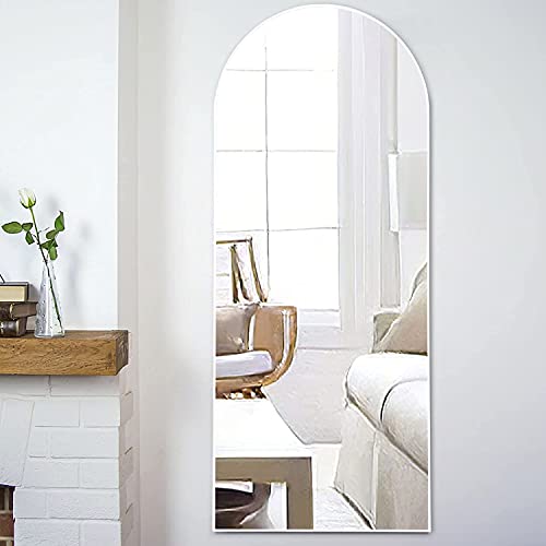 Image of NeuType 64 inchx21 inch Arched Full Length Mirror with Stand - Large Floor or Wall Mounted Full Body Mirror for Bedroom - Hanging or Leaning, Wood Framed, Off-White