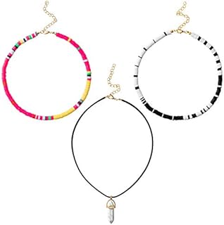GROBRO7 3Pcs Outer Banks Necklaces Madison Bailey Hawaiian Handmade Choker Colorful Seed Bead Necklaces Adjustable Lightweight Necklace Summer Beach Vacation Dress Up Accessories for Women
