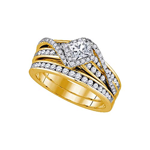 DazzlingRock Collection 14 quilates oro amarillo princess-shape G-H Diamond