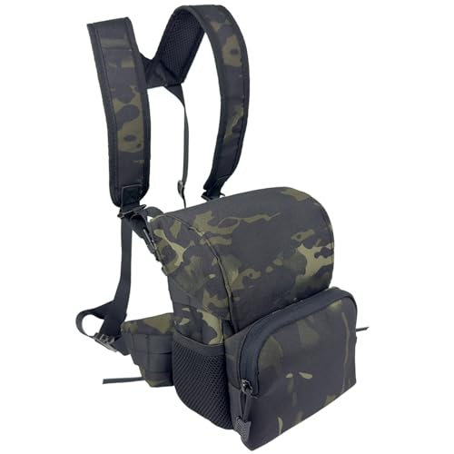 Binocular Harness Chest Pack - Lightweight Bino Harness With Rangefinder Pouch |Rain Cover Binocular Case with Silent Magnetic Closure and MOLLE System for Hunting, Birdwatching, and Hiking