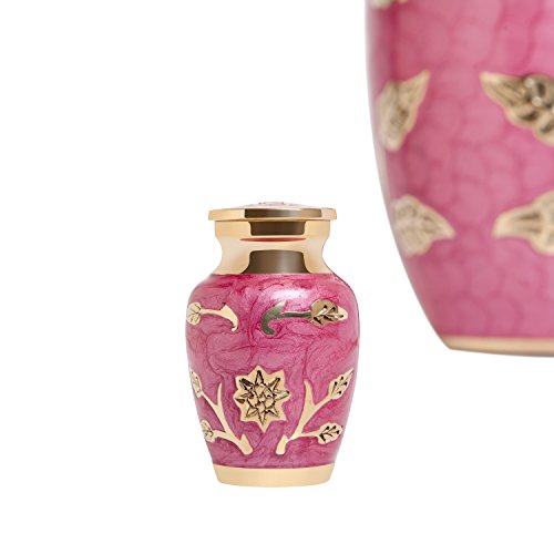 Liliane Memorials Mini Keepsake Urn • Miniature Funeral Cremation Urn fits Small Amount of Ashes • Rosedale Pink Model