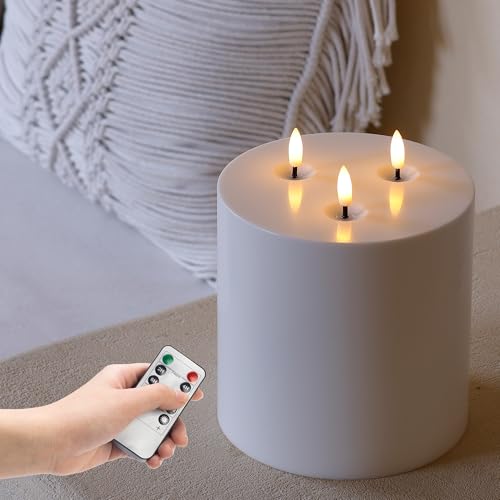 Bougies sans flamme extra larges SHENSY à 3 mèches avec télécommande