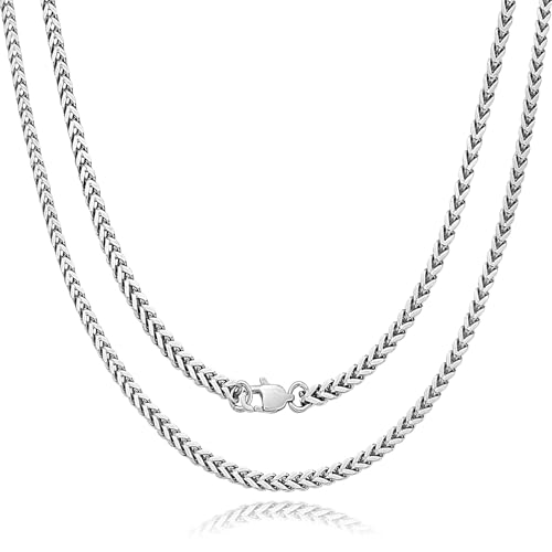 SanThree 4mm Solid Pure Titanium Necklaces for Men Women 4-Side Square Keel Twist Link Chain, Welded Finely Polished Shinny No Allergic Necklace for Anniversaries Birthday Jewelry Gifts, 25.6