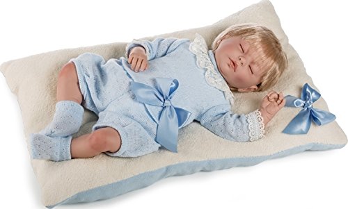 Munecas Guca 10025 Blond Hair Reborn Marcos Baby Doll in Blue Suit, 46 cm, Multi-Color