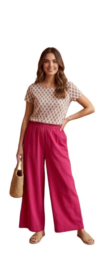 Women’s Heavy Rayon Palazzo Pants | High Waist Elastic Wide Leg Trousers | Soft Breathable Flowy Palazzo for Casual, Office-image-47