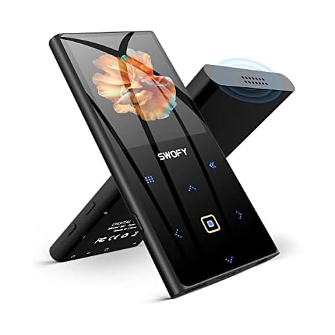 32GB MP3 Player mit Bluetooth 5.0, HiFi Verlustfreier Sound Musik Player, 2,4 Zoll Tragbarer Player mit FM-Radio, HD Lautsprecher, Diktiergerät,Taste berühren, Snterstützt bis zu 128 GB, Schwarz Cover