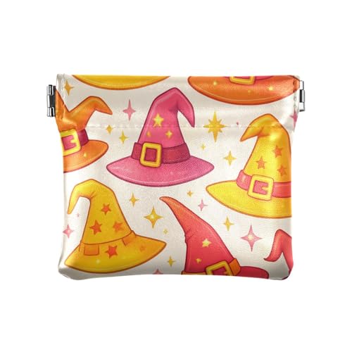 Graffiti Colorful Magic Hat Squeeze Coin Purse, Leather Coin Purse, Mini Wallet, Compact and Portable, Unisex