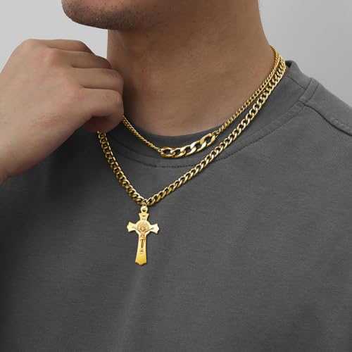 10Pcs Metal Saint Benedict Medals Cross Charm Rosary Center INRI Crucifix Pendant Beads DIY Catholic Jewelry Gifts Necklace Keychain for Men Women4