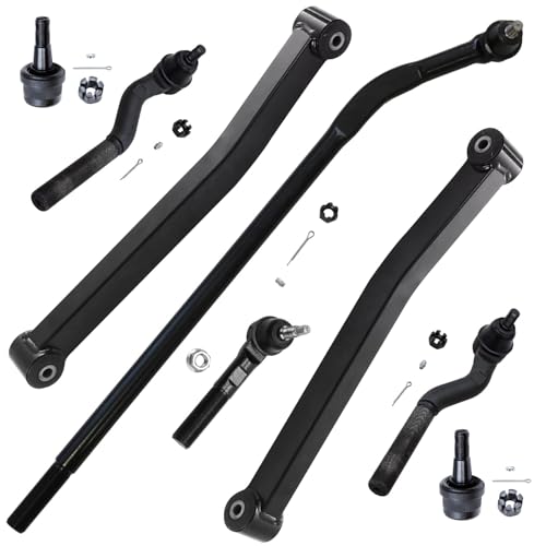 Image of Detroit Axle - Front Lower Control Arms w /Ball Joints + Tie Rod Ends Kit Replacement for 2007-2018 Jeep Wrangler JK - 8pc Set