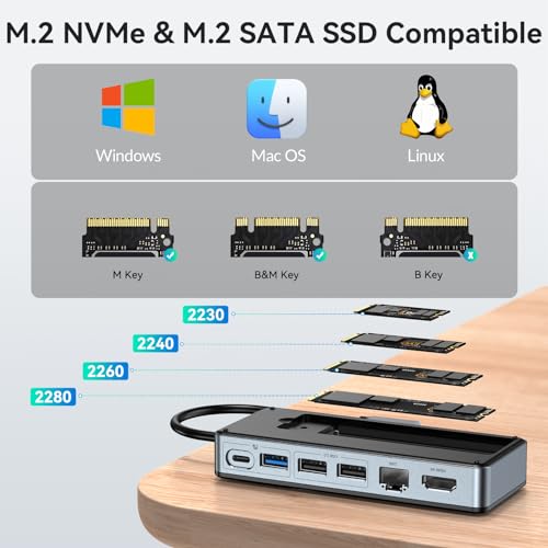 Yottamaster USB C Hub con 4TB M.2 NVMe SSD Enclosure 8 Puertos miniatura 4