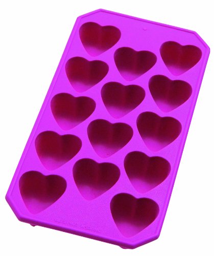 Molde para cubos de hielo Lekue en forma de corazón rosa miniatura 1
