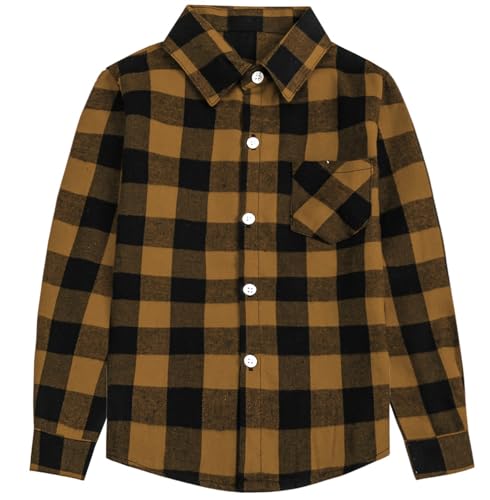 Image of SANGTREE Women and Girls Long Sleeve Flannel Casual Button Down Plaid Shirt