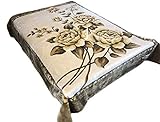 SOLARON Original Heavy Mink Plush Korean Durable Blanket (Brown Flowers, Queen)