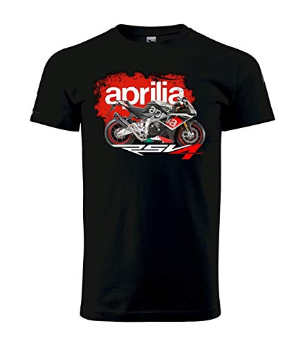 Aprilia Rsv4 Mens T-Shirt Motorrad Biker Black Shirt Cotton Short Sleeves Funny Print Tee