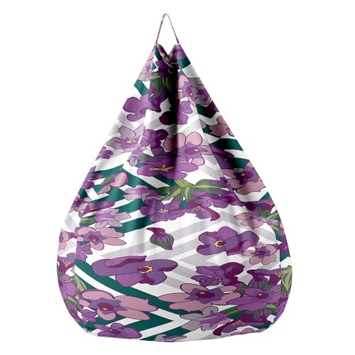 Hiseng 3D Funda de puf, Sillón de Pera sin Relleno,Sofa Puff Gaming Salon Funda Moderno Sin Relleno, Bean Bag con Asa para Salón, Dormitorio y Sala de Juegos (Morado,70x80cm)
