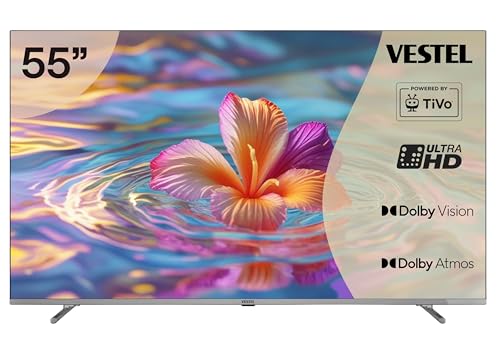 Vestel Fernseher 55 Zoll Smart TV Powered by TiVo, 4K UHD Fernseher mit Dolby Vision HDR, Dolby Atmos und integriertem Triple-Tuner, LED TV 55UT9840 schwarz