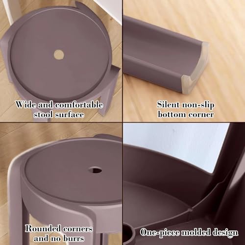 Image of The Artment Coffee Set of 6 Tivo Plastic Stool Modern Stackable Multipurpose with Anti-Slip Base | Lightweight Waterproof PP Stool for Bathroom, Kitchen, Balcony & Living Room, Home & Office