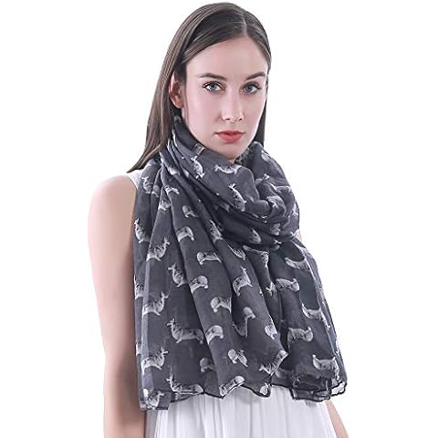 Lina & Lily Pembroke Welsh Corgi Dog Print Large Scarf Shawl (Dark Grey) Cover