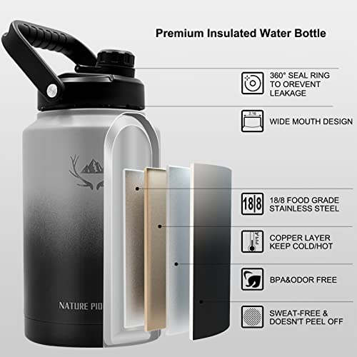 Image of NATURE PIONEOR 1 Gallon (128oz) Insulated Water Bottle Jug with Carrier Bag