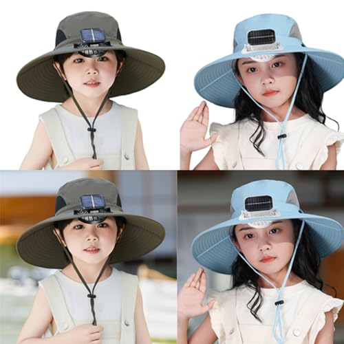 Cooling Fan Hat for Kids 3-12Years Quick Drying Solar Powered Fan Caps Sun Protective Hat Children Solar Fan Fishing Hat2