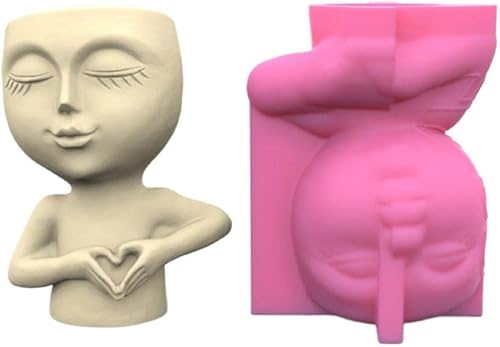 Love Girl - Molde de silicona de yeso para suculentas, maceta de hormigón, florero, yeso, cemento, arcilla, soporte para velas, molde para