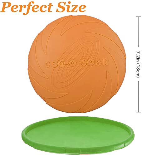 2Pcs Dog Frisbee, Frisbee Dog Toy, Dog Frisbee Indestructible, 7 Inch Flying Saucer Frisbee Dog Toy, 100% Non-toxic Rubber Frisbees, Dog Frisbee for Natural Rubber Training Pet Chew Toy(Green, Orange) - Image 3