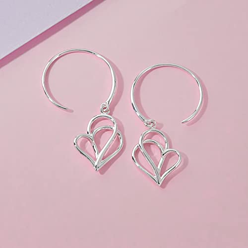 Boma Jewelry Sterling Silver Polished Twisting Heart Pull Through Hoop Earrings3