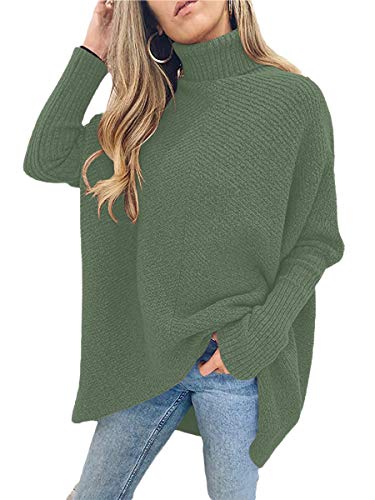 Image of ANRABESS Womens Casual Fall Sweater Turtleneck High Neck Batwing Sleeve Oversized Sweater Dress