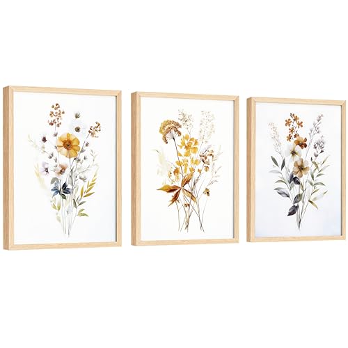 Image of EXCOOL CLUB Watercolor Wildflower Wall Art - 12x16 Flower Pictures Wall Decor, Vintage Floral Wall Art, Boho Botanical Prints, Farmhouse Wildflower Art Flowers Posters for Nursery Bedroom (UNFRAMED)