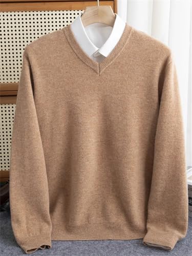 Disimlarl Men Merino Wool Solid Sweater V-Neck Pullover Warm Solid Business Bottoming Sweaters2
