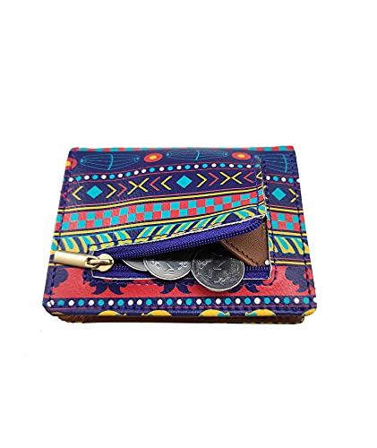 Image of Funk For Hire Unisex Multicolor PU Leather Card Holder Wallet with Coin Pouch, 6 Card Slots, Cash Compartment - Compact Bifold Faux Leather Mini Wallet Organizer