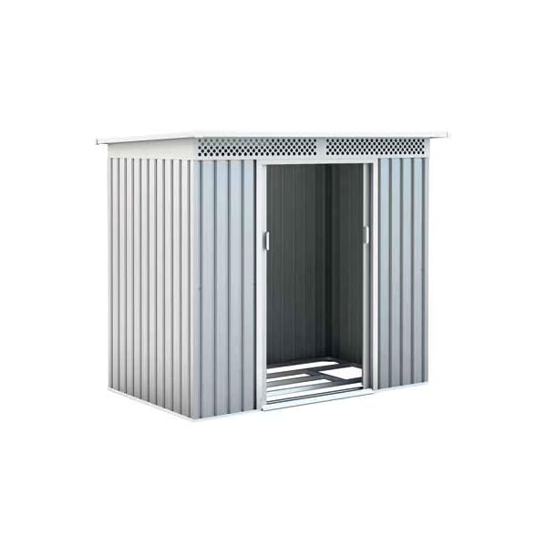Gartenhaus aus verzinktem Blech, silberfarben, 277 x 206 cm