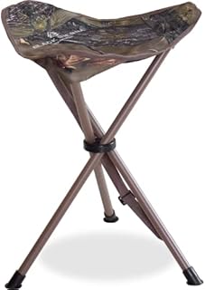 Black Sierra XL Tri-Leg Stool, Lightweight, Folding Chair, for Camping and Hunting, Extra Wide Seat, Steel Frame, Supports 225 LBS, Camo