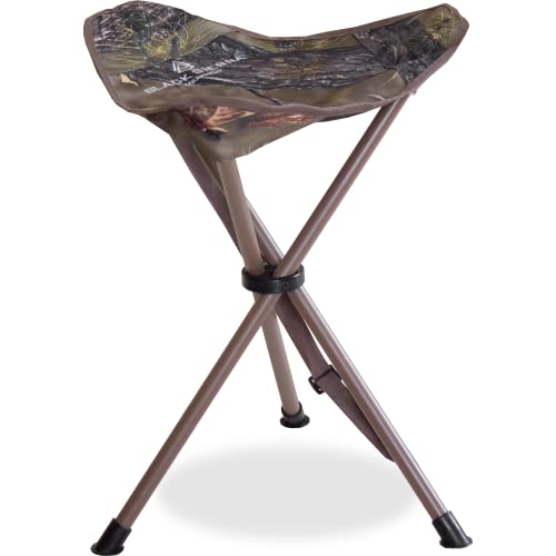 Black Sierra XL Tri-Leg Stool, Lightweight, Folding Chair, for Camping and Hunting, Extra Wide Seat, Steel Frame, Supports 225 LBS, Camo