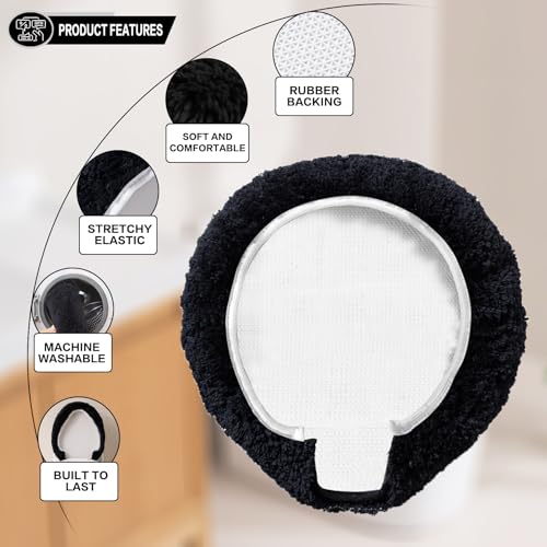Image of Microfiber Toilet Lid Cover, 17.5 inchx15 inch Fits Round Oblong and Elongated | Toilet Seat Covers for Bathroom, Machine Washable, Decorative Fuzzy fur Look Round Toilet Seat Cover Extra Soft Absorbent