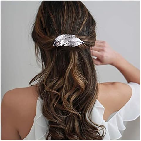 Inilbran Silver Leaf Hair Clip Barrettes Cover