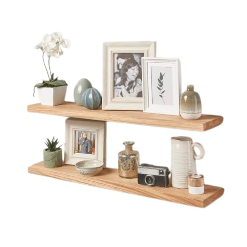 Fox & Grain Handcrafted Oak Floating Shelves, 140cm, Pack of 2