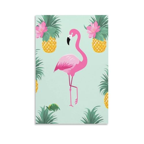 Toile murale imprimée flamant rose ananas 60x90 décoration salon chambre