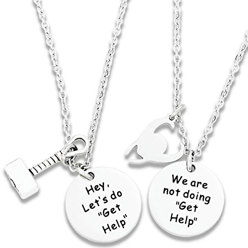 Kivosiiviz Thor Loki Friendship Jewelry Marvel Comic Inspired Necklace for Best Friends Set of 2 Merchandise Staff Loki Merch Marvel Necklace